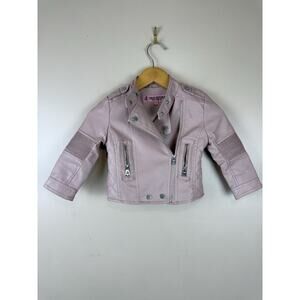Urban Republic Girls Peplum Faux Leather Moto Jacket Pink Size 3T